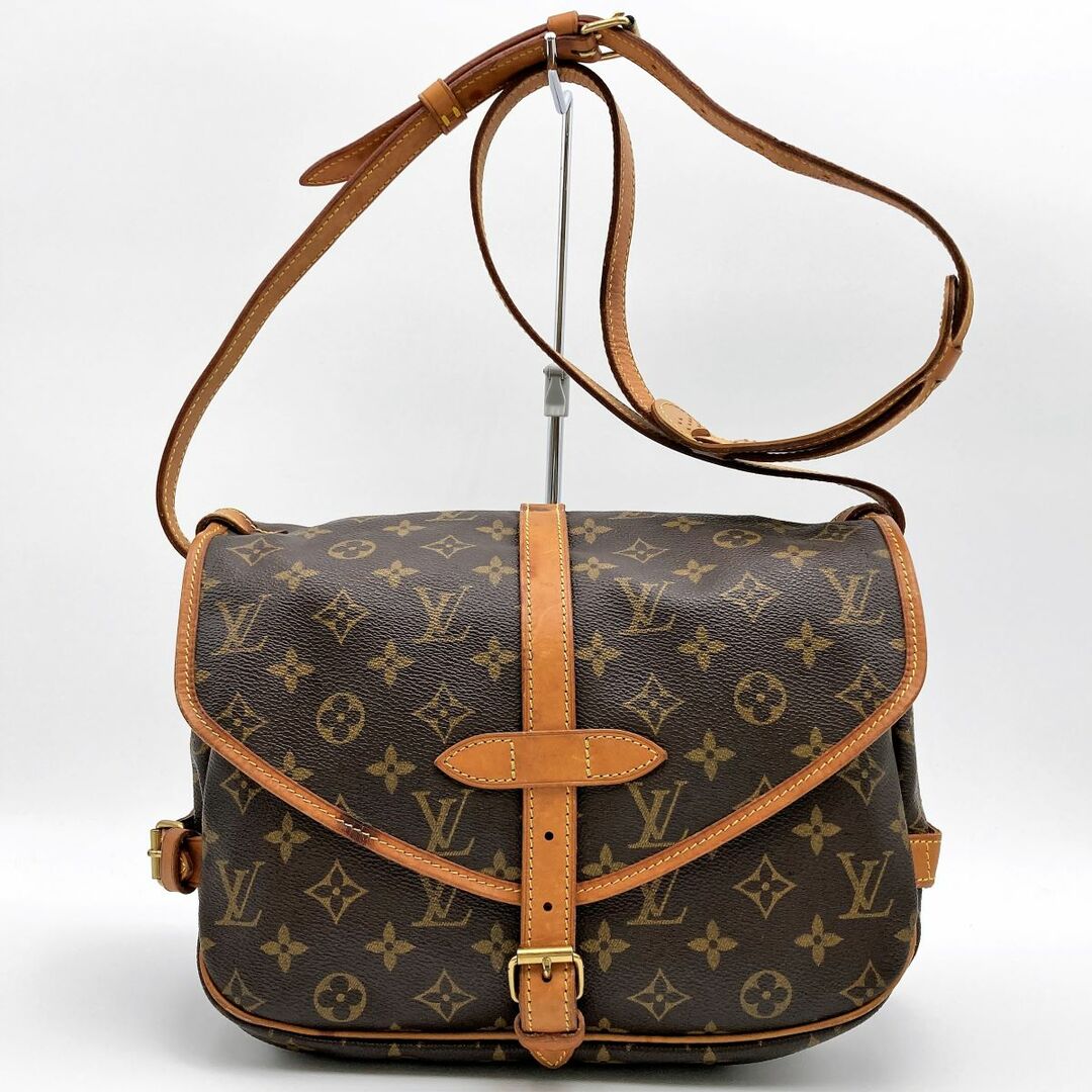 変色-内側その他-内側LOUIS VUITTON ルイ・ヴィトン  モノグラム ソミュール30  M42256  ショルダーバッグ バッグ ブラウン PVC レディース USED