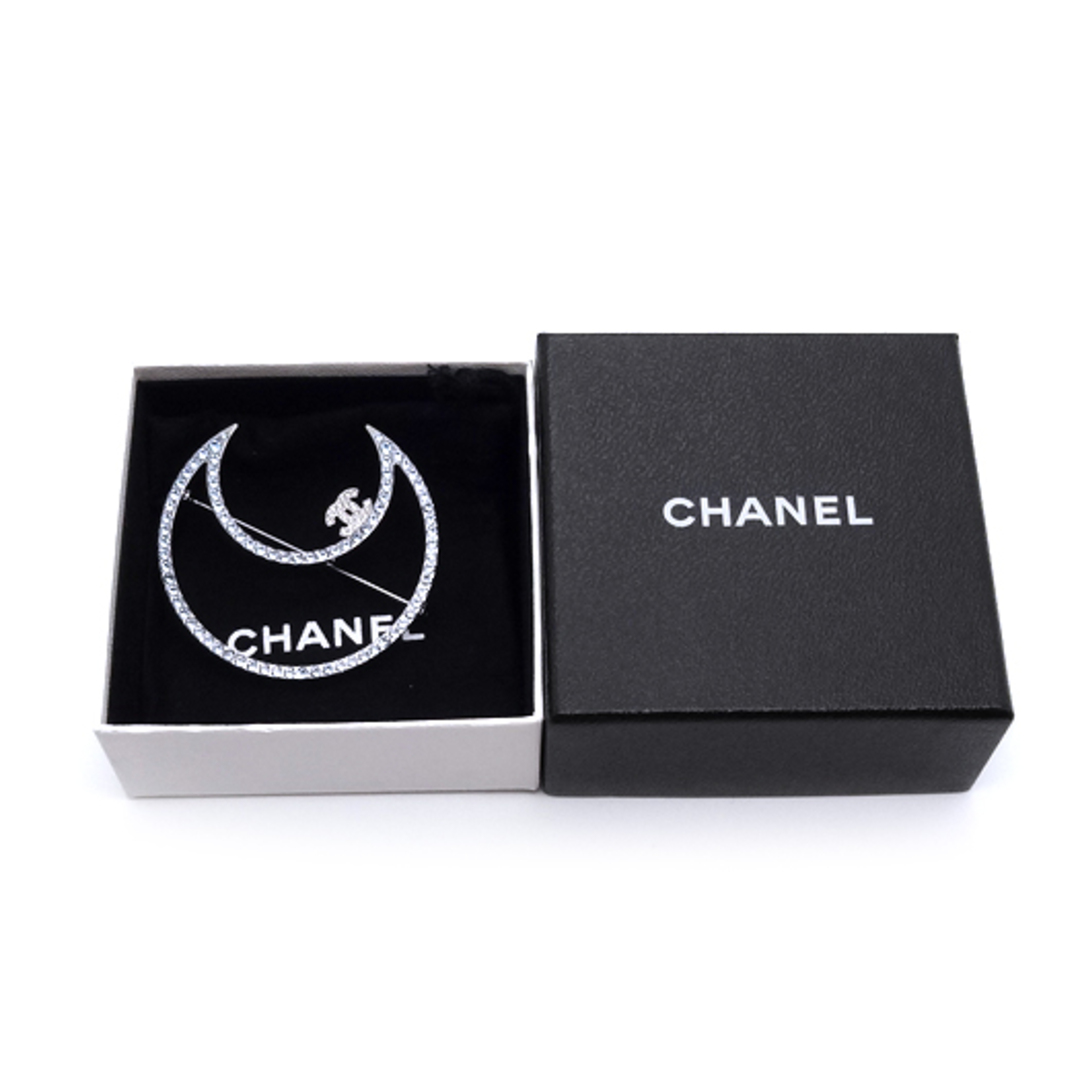 CHANEL - シャネル ココマーク ラインストーン ムーンブローチ CHANEL - シャネル ココマーク ラインストーン ムーンブローチ
