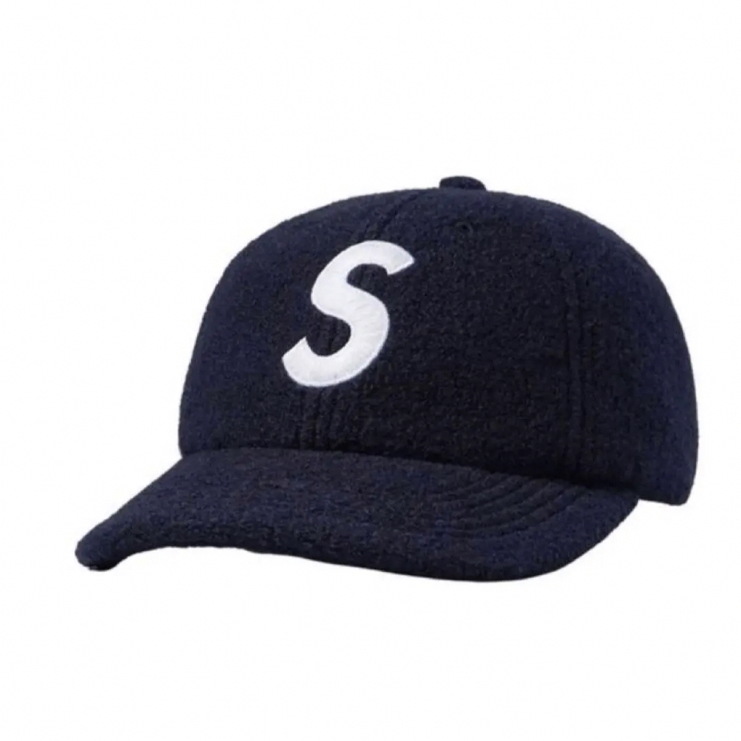 17AW Supreme Wool S Logo 6panel Cap ネイビー