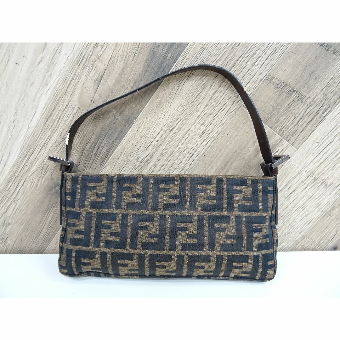 M横010 / FENDI ズッカ柄 ミニバッグ ポーチ キャンバス レザー約24㎝マチ