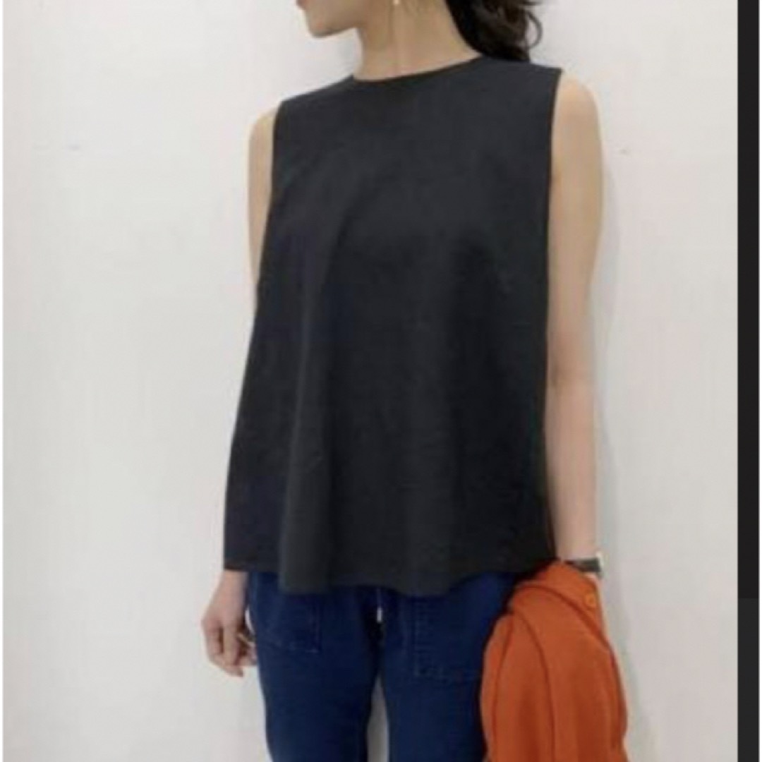 GU(ジーユー)のgu リネンブレンドAラインブラウス　ブラック　M レディースのトップス(シャツ/ブラウス(半袖/袖なし))の商品写真