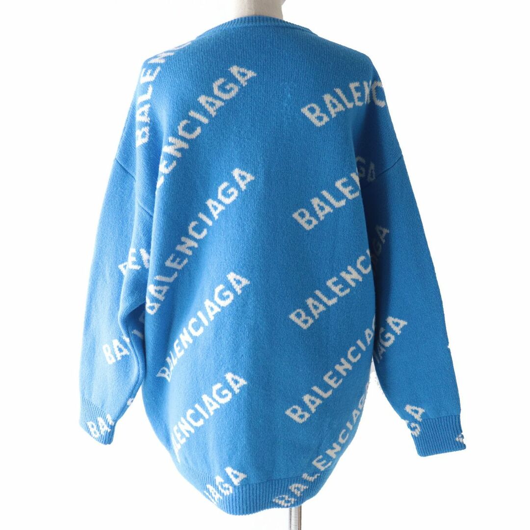 balenciaga ブルー　オールオーバー　ロゴ　セーター　新品