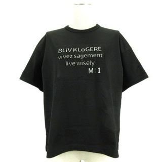 ブランバスク(blanc basque)のブランバスク 天竺エンボスプリント Tシャツ カットソー 半袖 38 ブラック(カットソー(長袖/七分))