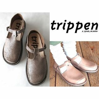 トリッペン(trippen)の新品 trippen × 鎌倉take off Tストラップレザーシューズ 35(ローファー/革靴)