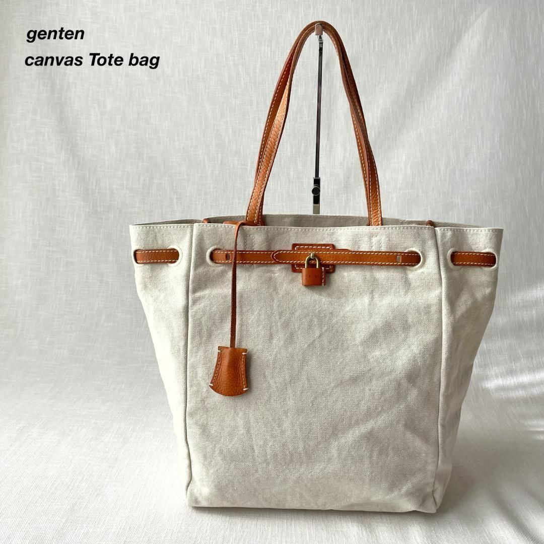 genten - 美品 ゲンテン ピアンタ トートバッグ 肩掛け キャンバス A4