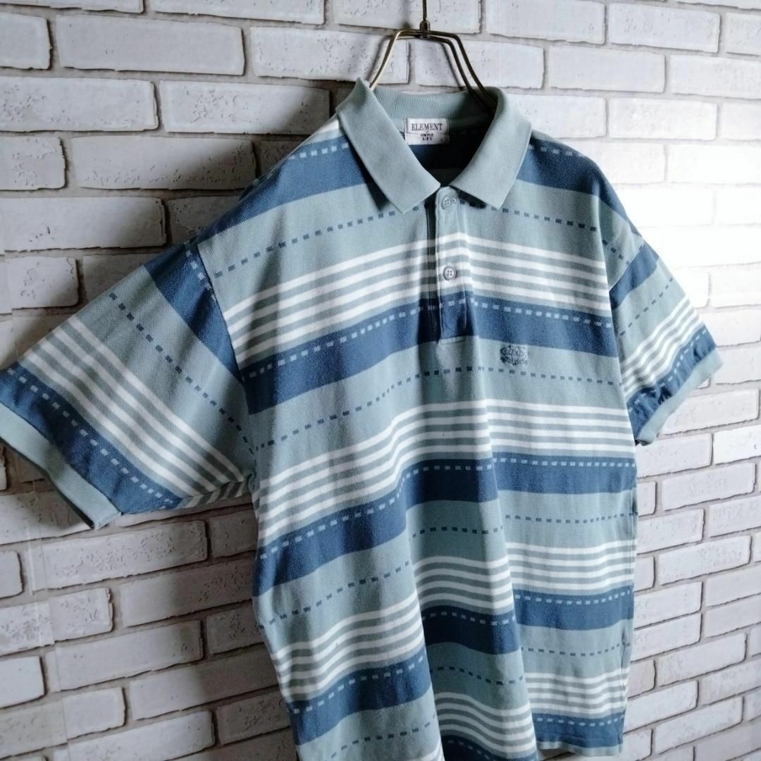 ポロシャツ☆シャツ　半袖　ハーフボタン　ロゴ刺繍　ボーダー　点線　くすみカラー 4