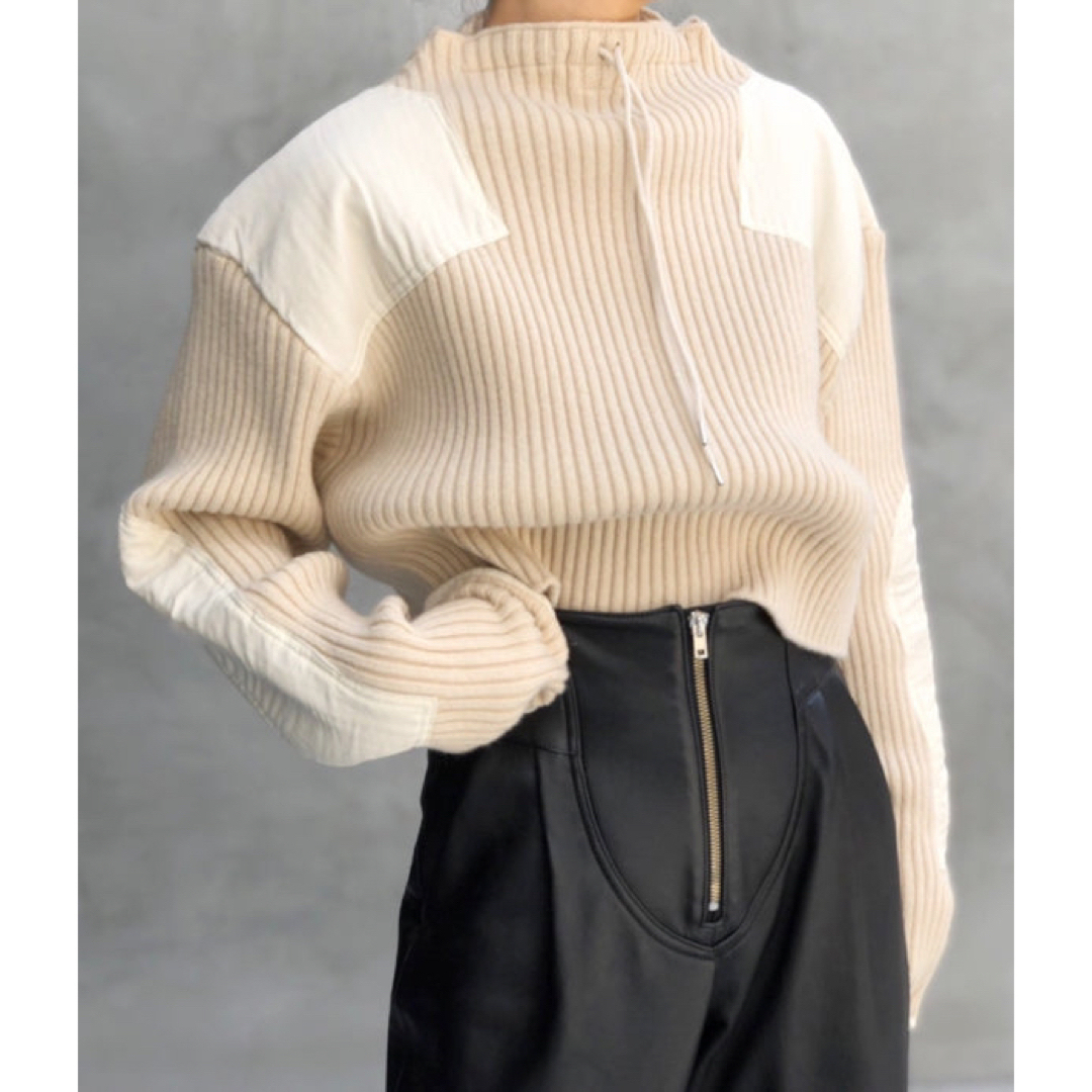 新品 フミカウチダ リブニットPATCHED CROPPED SWEATERニット/セーター