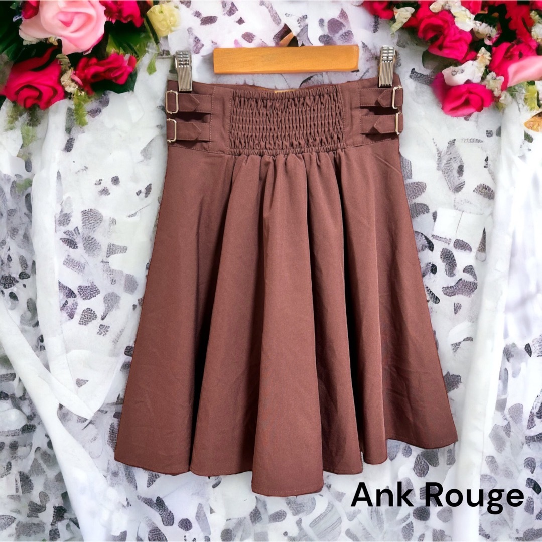 上品 ハイウエストスカート AnkRouge 膝上 フレア リボン ひざ丈