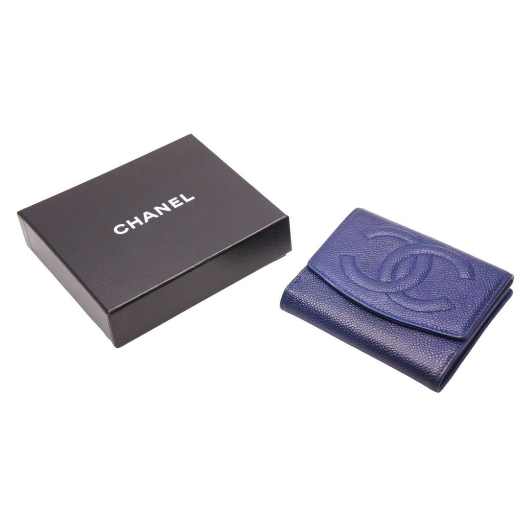 CHANEL 財布　ブルー　箱付き