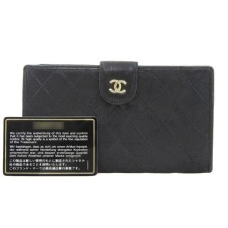 シャネル(CHANEL)の【本物保証】 保付 シャネル CHANEL ココマーク ビコローレ がま口付 長財布 レザー ブラック 黒 シール付 2番台  (財布)