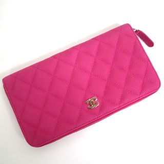 シャネル(CHANEL)の【CHANEL】シャネル 長財布 マトラッセ キャビアスキン ピンク A50097/tm07279ar(財布)