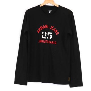 アルマーニジーンズ(ARMANI JEANS)のアルマーニ・ジーンズ Tシャツ 長袖 クルーネック 25 カットソー トップス コットン100％ メンズ Lサイズ ブラック ARMANI JEANS(Tシャツ/カットソー(七分/長袖))