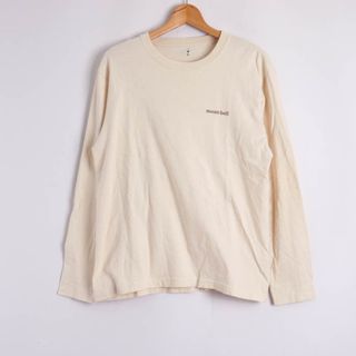 モンベル(mont bell)のモンベル Tシャツ 長袖 ラウンドネック ワンポイントロゴ アウトドア カットソー コットン100％ メンズ Mサイズ ベージュ mont-bell(Tシャツ/カットソー(七分/長袖))