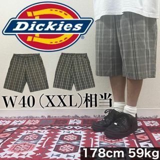 ディッキーズ(Dickies)のXXL相当Dickies 美品 ハーフパンツ チェック柄 ショーツ グレー 古着(ショートパンツ)