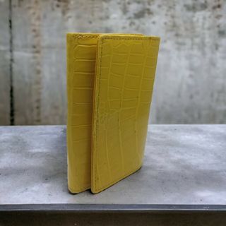 本物証明証付き】新品 AT13 本革 クロコダイル 三つ折り財布☆イエロー-