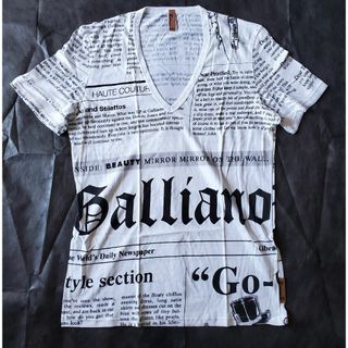 JOHN GALLIANO ジョンガリアーノ 半袖Ｔシャツ Vネック ブランドロゴ 5NMD055026 コットン ホワイト サイズM 美品  48824