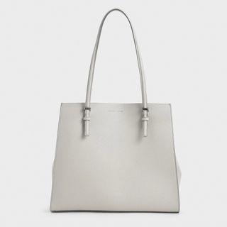 チャールズアンドキース(Charles and Keith)のクラシックダブルハンドル トートバッグ　グレー(トートバッグ)