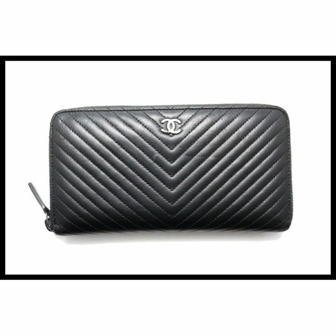 CHANEL 20番台 Vステッチ ラウンド 長財布■07qu201026-7K