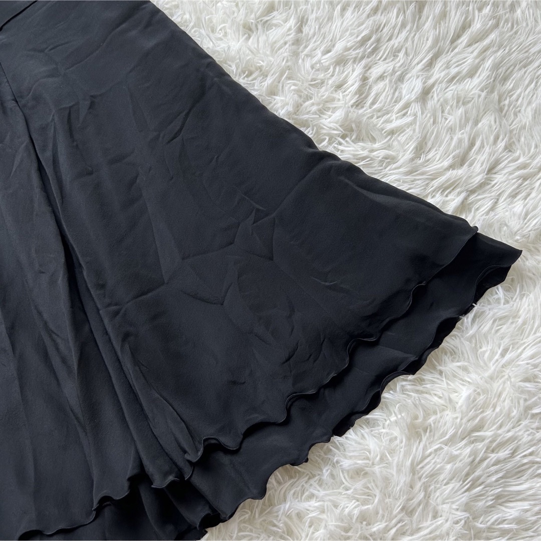 FOXEY(フォクシー)の【美品】FOXEY シルク シフォン フレアスカート 2段フリル 大きいサイズ レディースのスカート(ひざ丈スカート)の商品写真