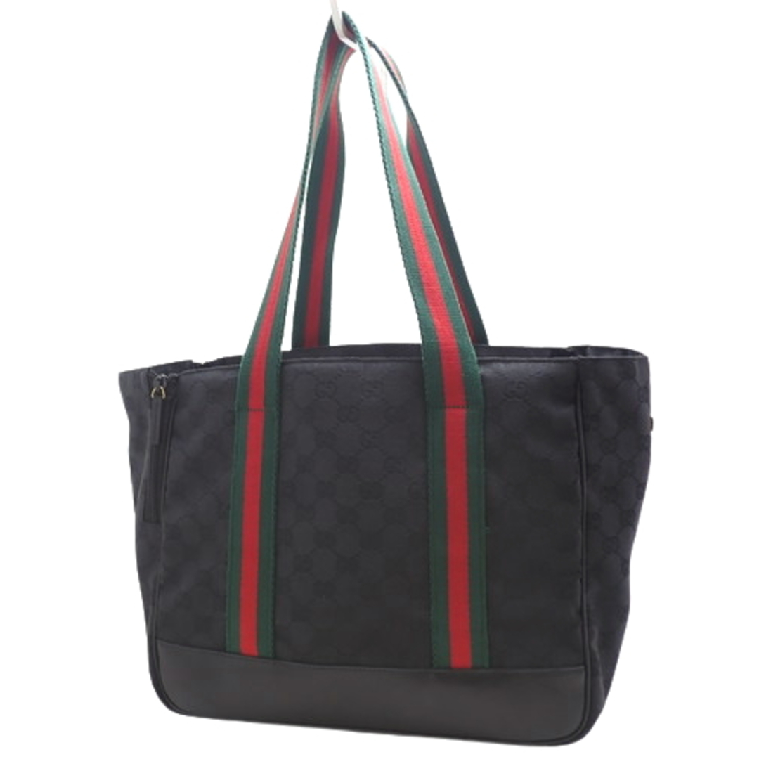 Gucci - グッチトートバッグ GGキャンバス ブラック黒 レッド赤 ...