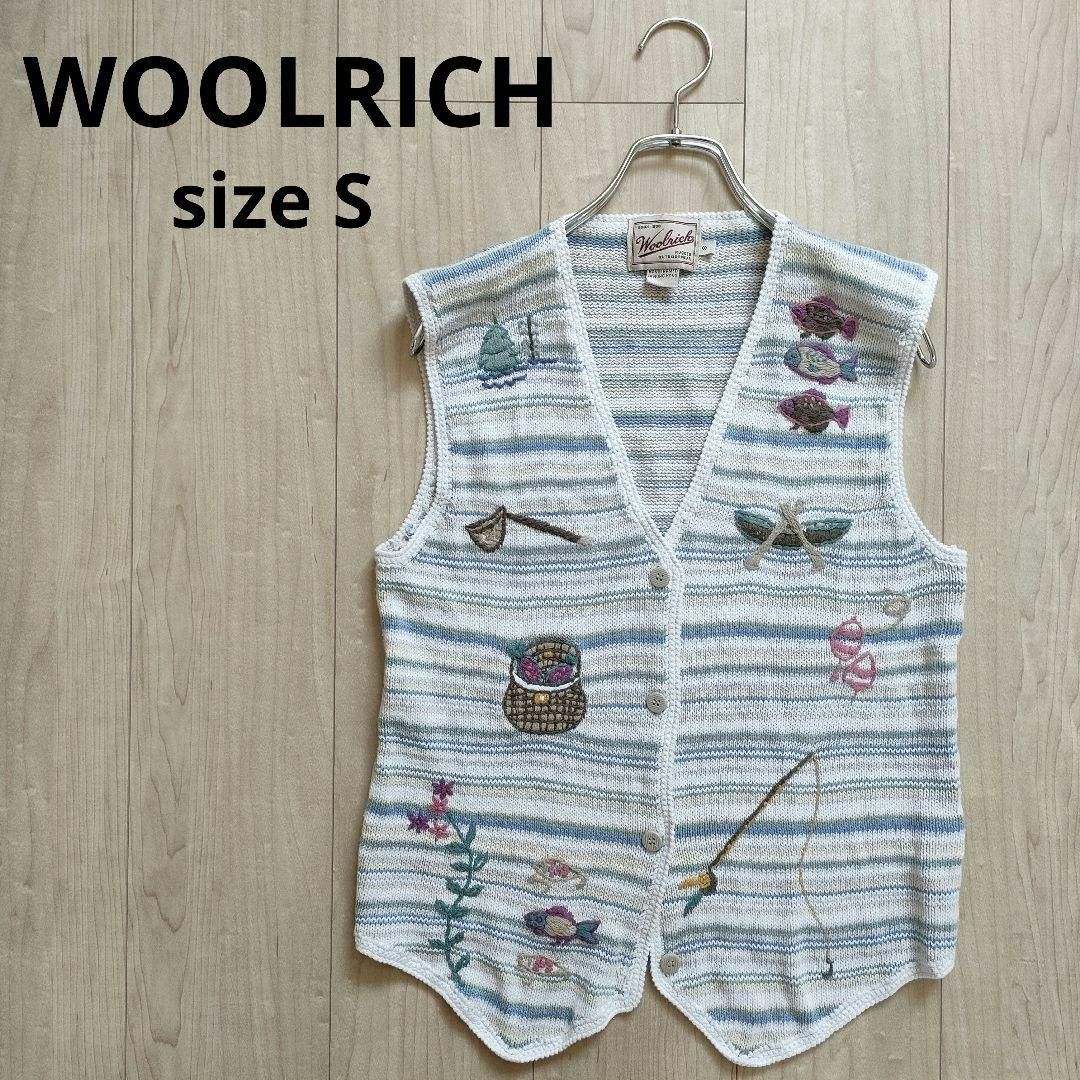 WOOLRICH - WOOLRICH ウールリッチ リネン コットン ニットベスト 魚