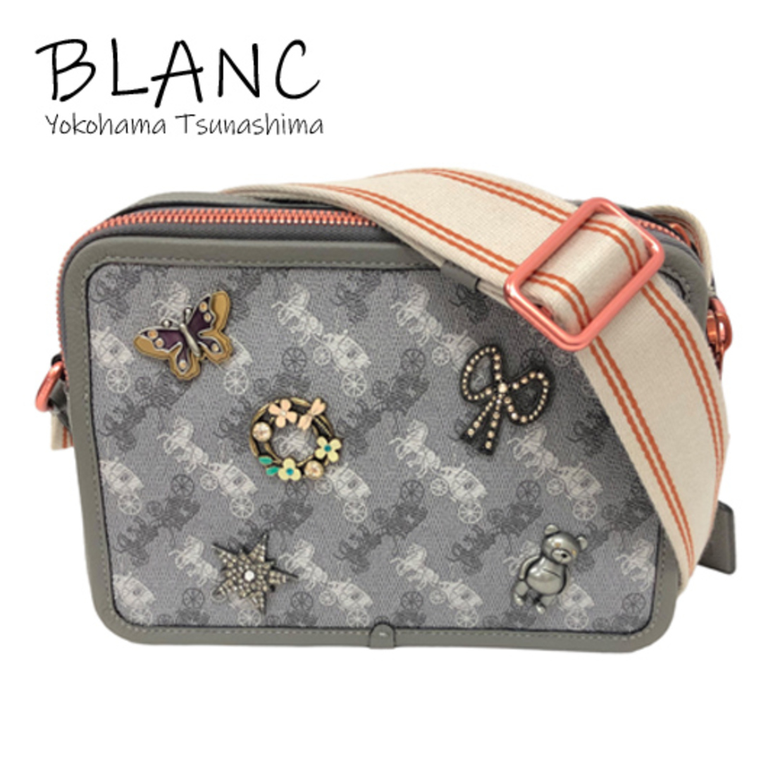 【送料無料】【極美品】コーチ ショルダーバッグ PVC レザー グレー C5351 COACH 横浜BLANC