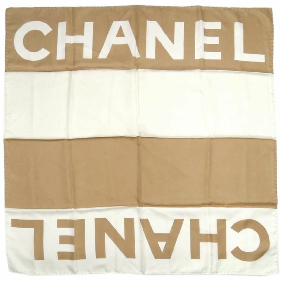 CHANEL - シャネル スカーフ シルク 大判 ロゴ ショール ブラウン