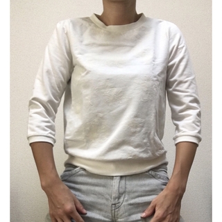 インデックス(INDEX)の白　花柄　トップス　七分袖　トレーナー　薄手　Tシャツ(カットソー(長袖/七分))