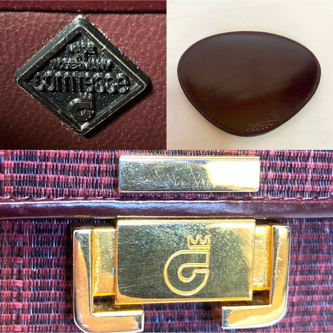 極美品】COMTESSE ホースヘア ボルドー ゴールド金具 ハンドバッグ 極美品】COMTESSE ホースヘア ボルドー ゴールド金具 ハンドバッグ