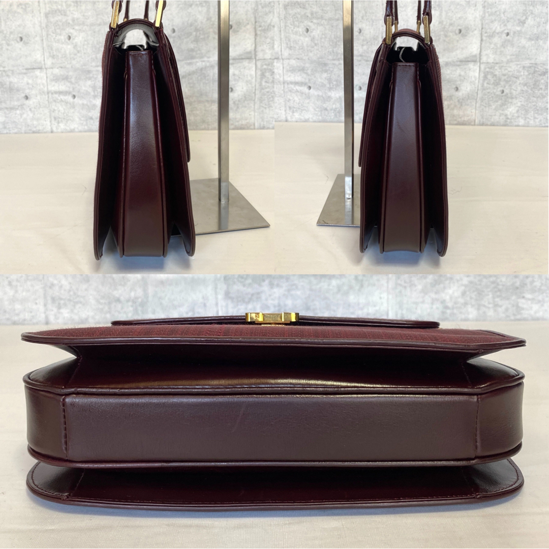 極美品】COMTESSE ホースヘア ボルドー ゴールド金具 ハンドバッグ 極美品】COMTESSE ホースヘア ボルドー ゴールド金具 ハンドバッグ
