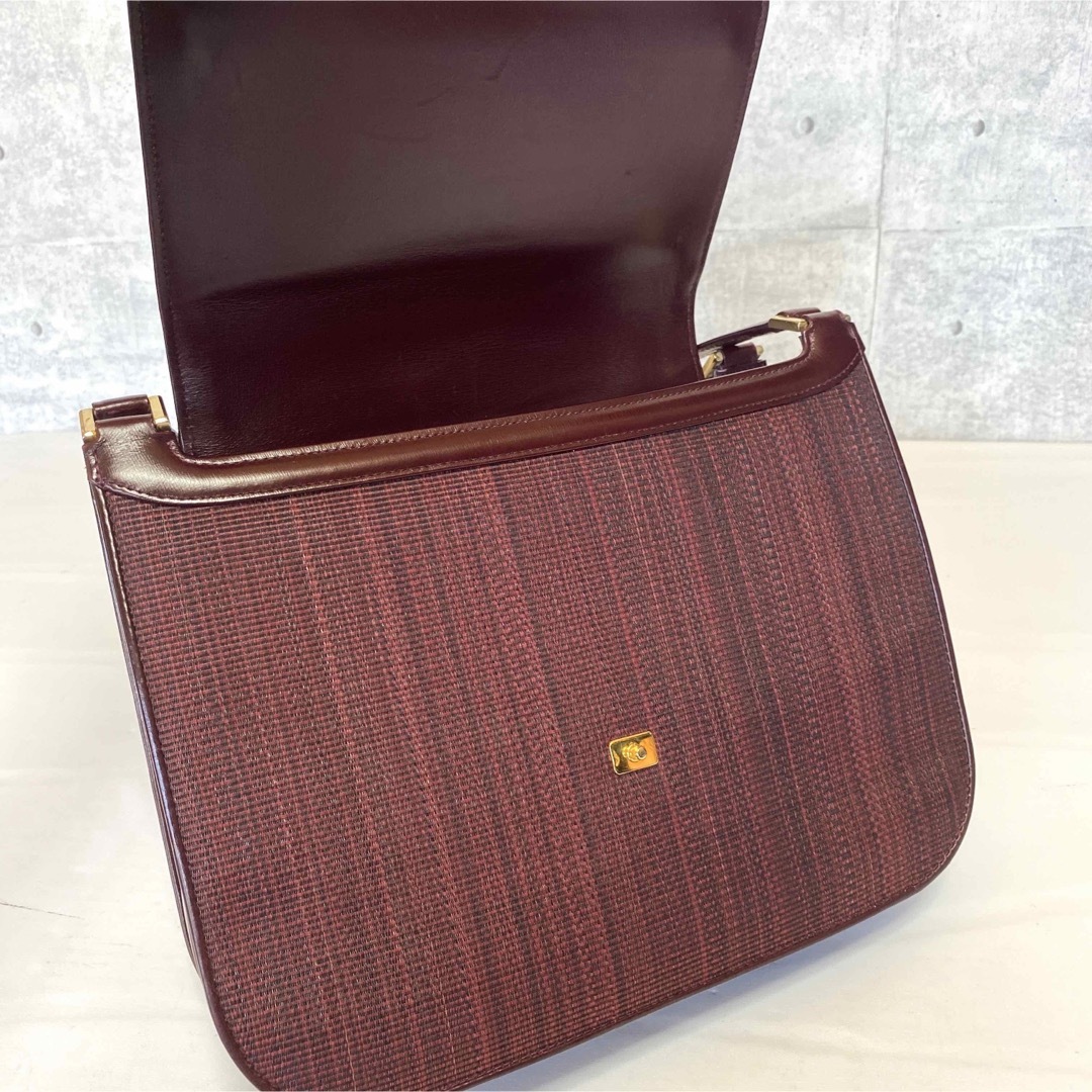 極美品】COMTESSE ホースヘア ボルドー ゴールド金具 ハンドバッグ 極美品】COMTESSE ホースヘア ボルドー ゴールド金具 ハンドバッグ