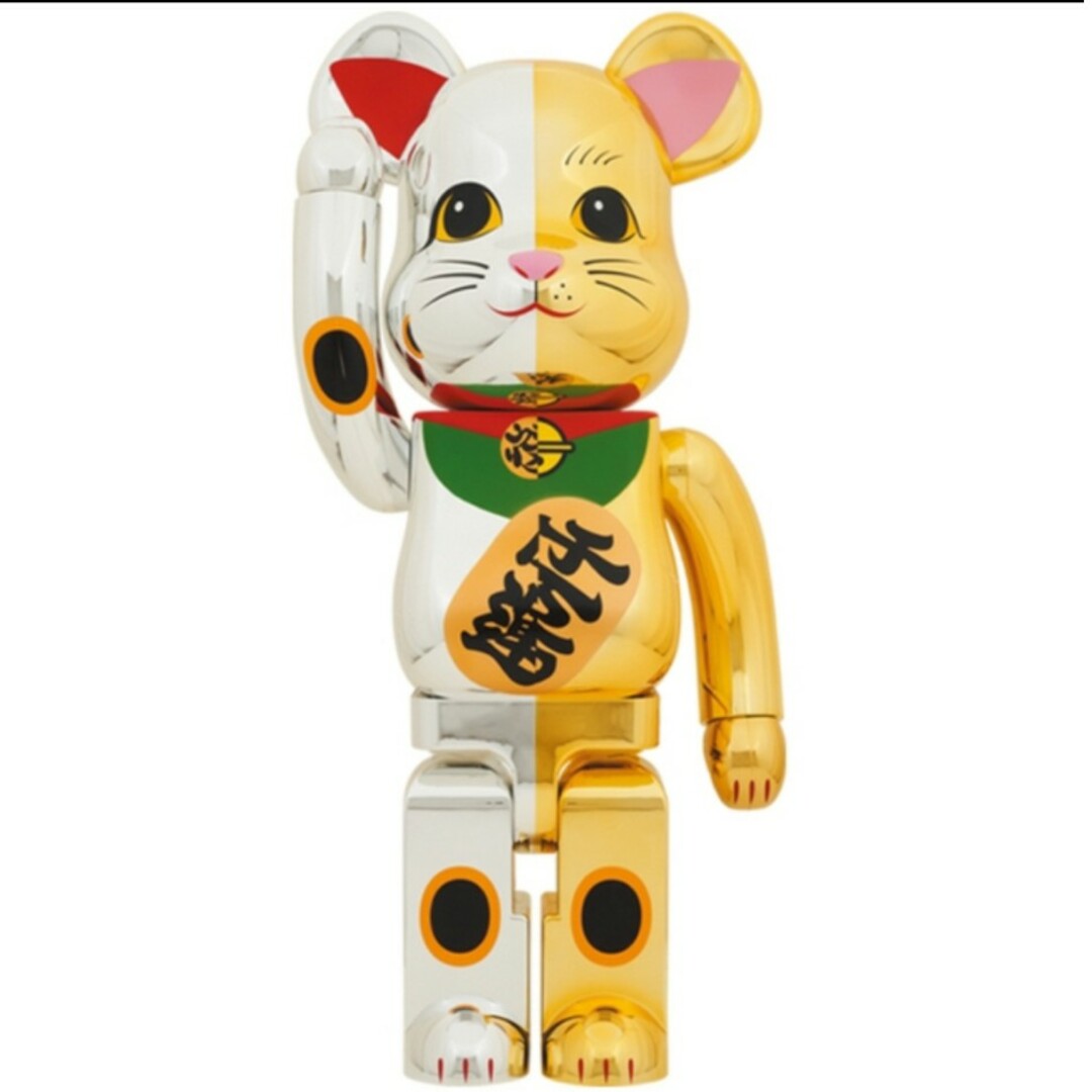 BE@RBRICK 招き猫 開運 銀×千万両 金 1000％ ハンドメイドのおもちゃ(フィギュア)の商品写真