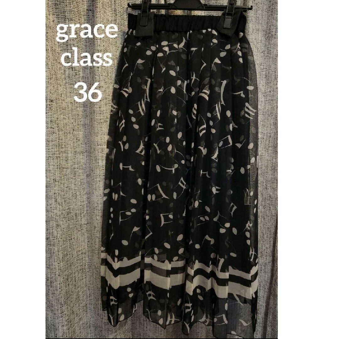 grace class グレースクラス 音符柄 プリーツスカート 36