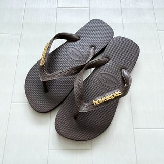 havaianas - 美品★ havaianas ハワイアナス ビーチサンダル メタリックゴールドロゴ