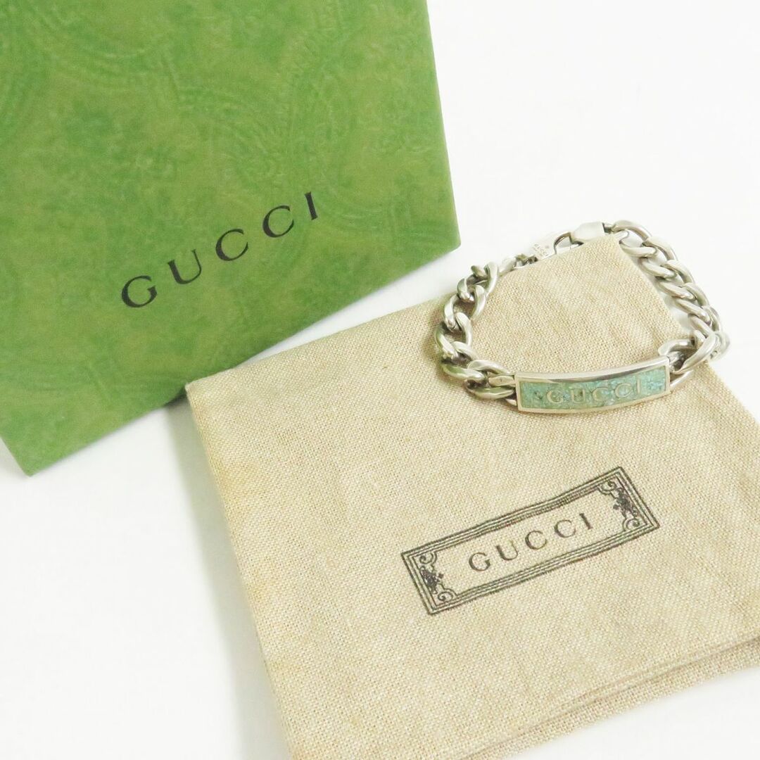 Gucci - 美品□GUCCI/グッチ 678712 Ag925×エナメル ロゴプレート ゴル