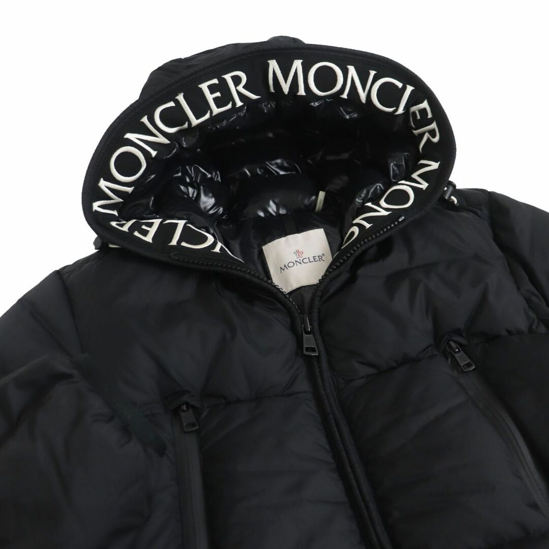 美品□19-20AW MONCLER/モンクレール ロゴ刺繍デザイン MONTCLA/モンクラ フーデッド WZIP ダウンジャケット ブラック 1 国内正規品 メンズ 1