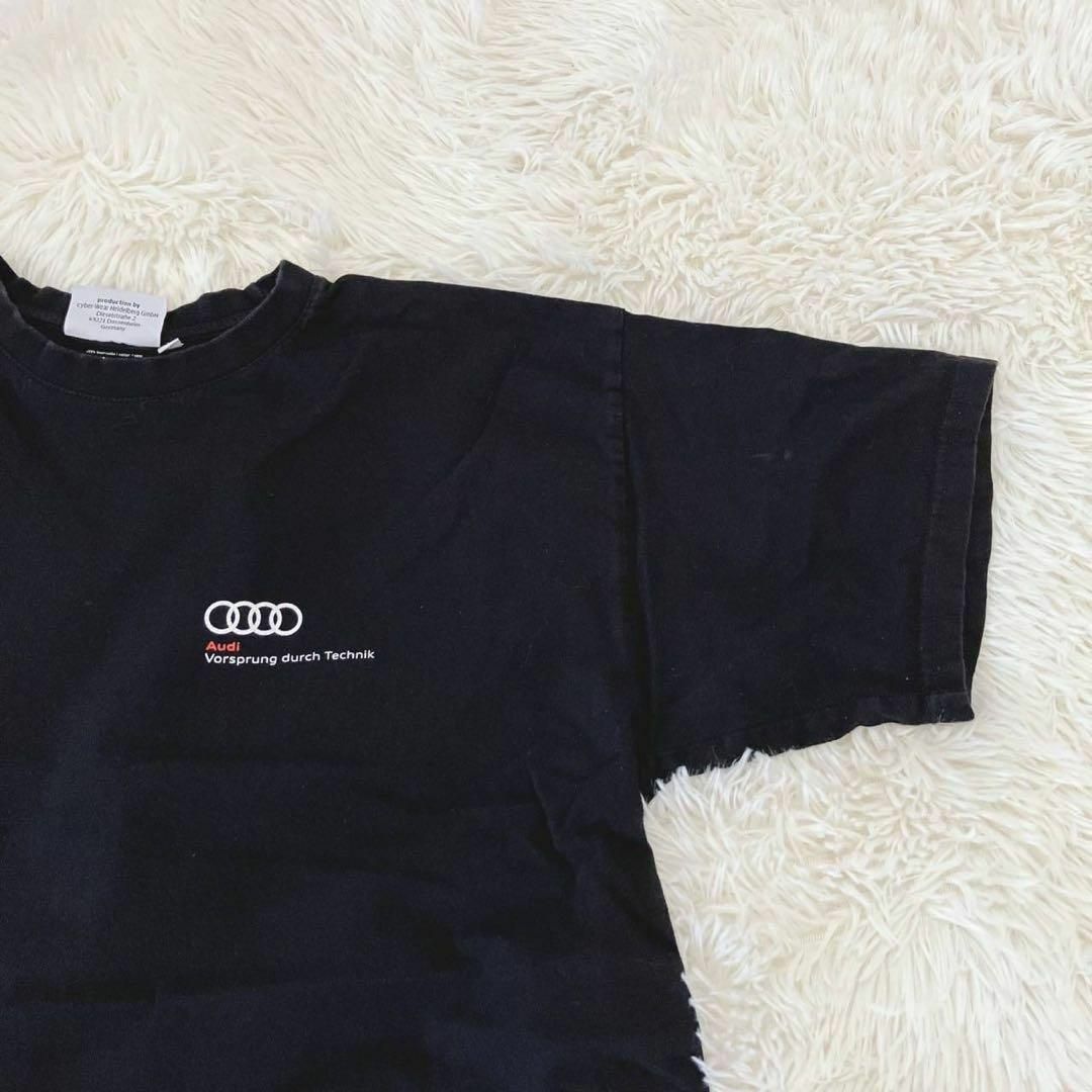 AUDI(アウディ)のAUDI　アウディ　カーディーラー　販促品　メンズ黒半袖Ｔシャツ　ブラック夏古着 メンズのトップス(Tシャツ/カットソー(半袖/袖なし))の商品写真