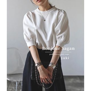 【新品/タグ付き】Bonjour Sagan パフスリーブニットトップス ow(ニット/セーター)