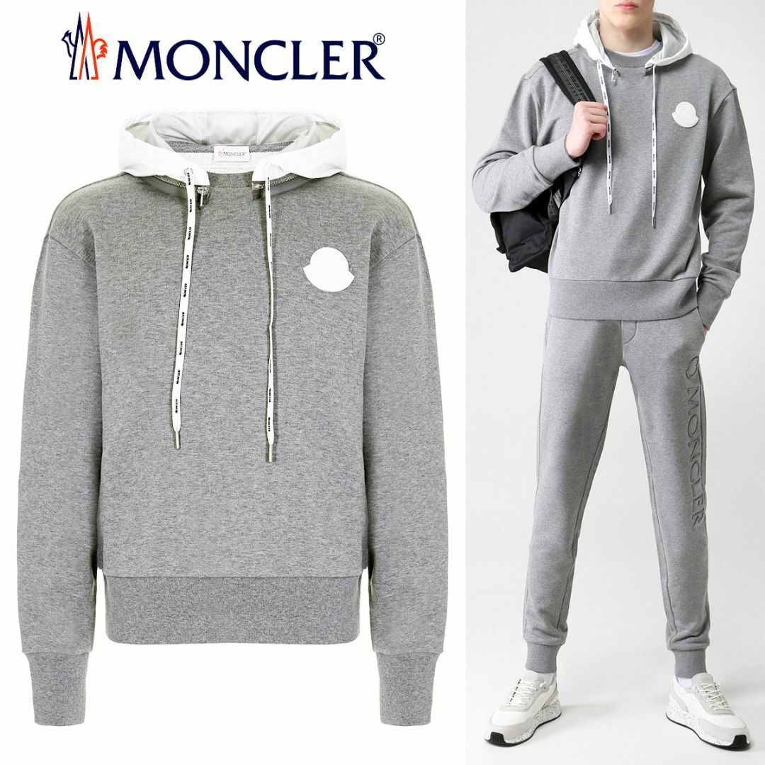 55 MONCLER グレー パーカー フーディ スウェット size M - パーカー