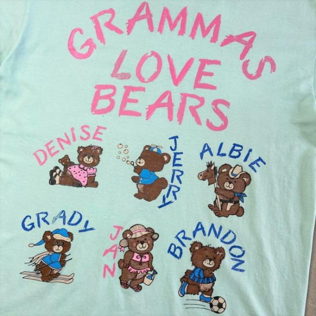 90年代 USA製 GRAMMAS LOVE BEARS テディベア  アート アニマル プリントTシャツ メンズL レディース