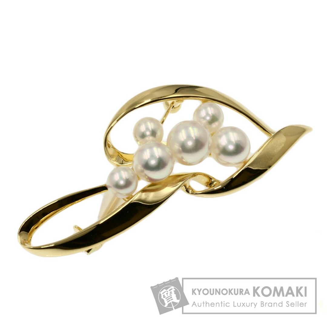 MIKIMOTO ピンブローチ パール 真珠 ダイヤモンド ブローチ K18YG レディース