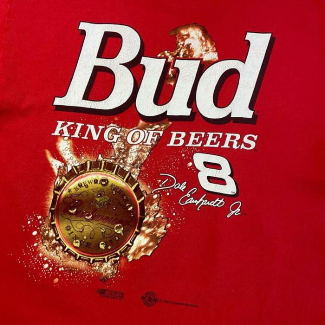 00年代 EARNHARDT JR Budweiser バドワイザー 企業ロゴ プリント レーシングTシャツ メンズL相当