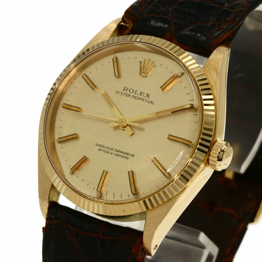 ROLEX 1005 オイスターパーペチュアル 1968年製 腕時計 K18YG 革 メンズ