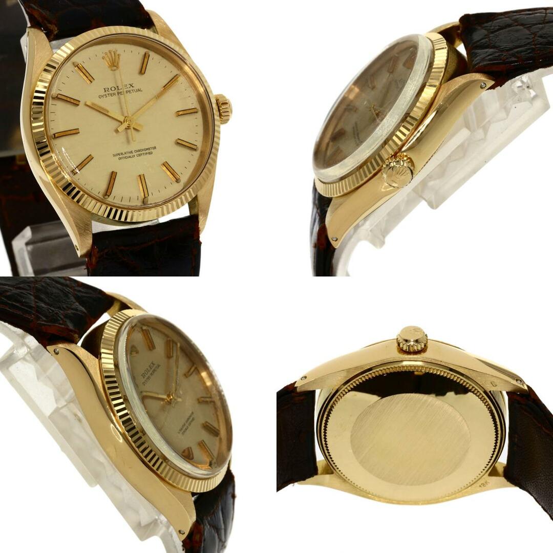 ROLEX 1005 オイスターパーペチュアル 1968年製 腕時計 K18YG 革 メンズ