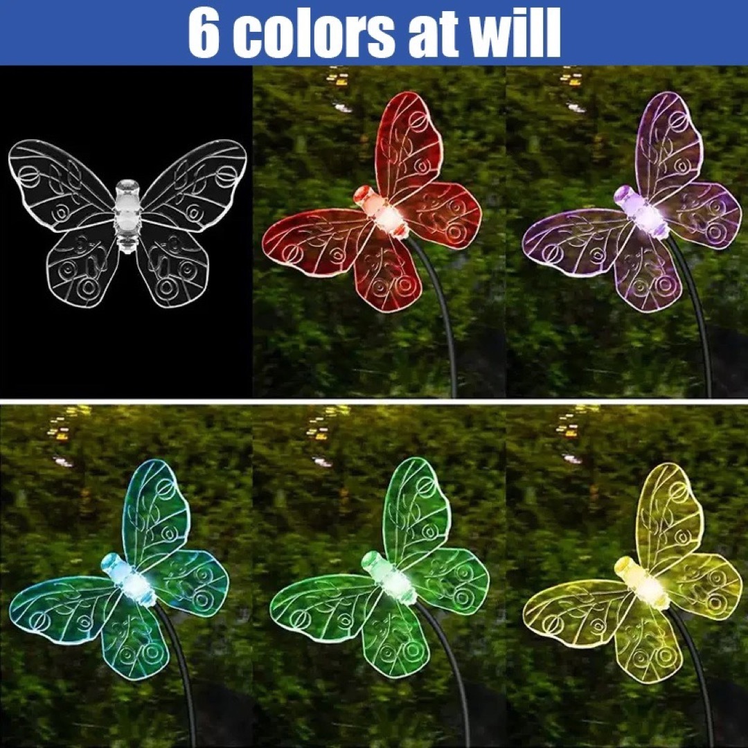新品　冬の蝶々　LED ライト　夜に光る　七色イルミネーション 防水　１本 インテリア/住まい/日用品のライト/照明/LED(その他)の商品写真