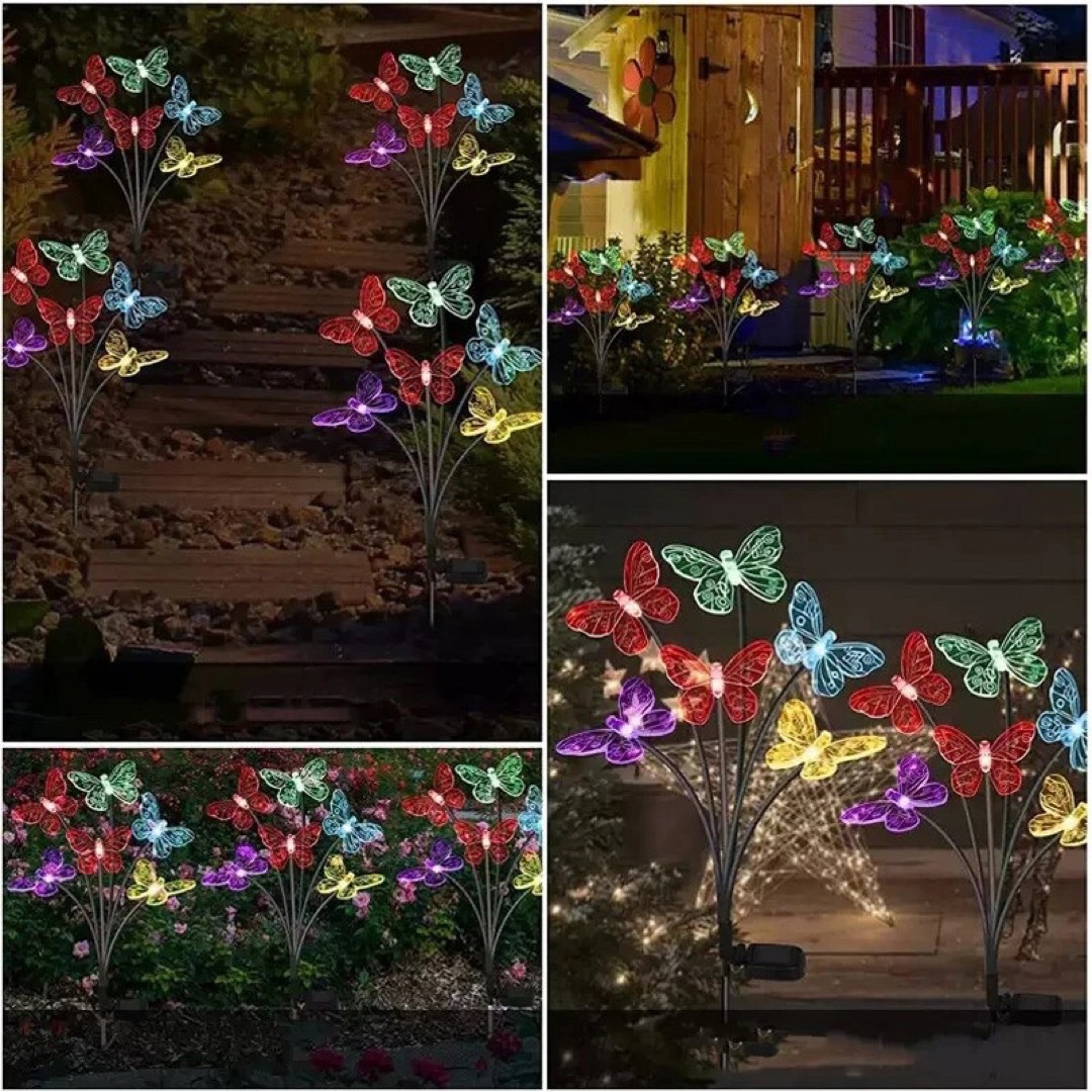 新品　冬の蝶々　LED ライト　夜に光る　七色イルミネーション 防水　１本 インテリア/住まい/日用品のライト/照明/LED(その他)の商品写真