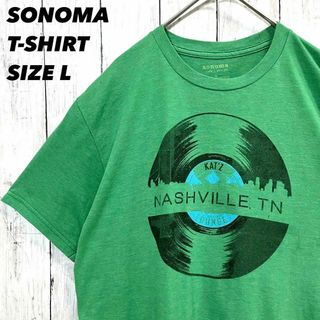 ソノマ(sonoma)のアメリカ古着　SONOMA レコードプリントTシャツ　サイズL 緑　ユニセックス(Tシャツ/カットソー(半袖/袖なし))