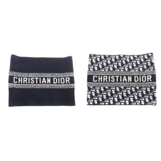 Christian Dior ネックウォーマー マフラー ニット ロゴ 紺 白