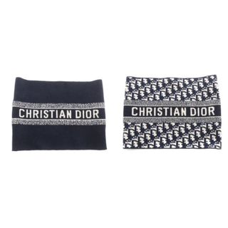 クリスチャンディオール(Christian Dior)のChristian Dior ネックウォーマー マフラー ニット ロゴ 紺 白(マフラー)