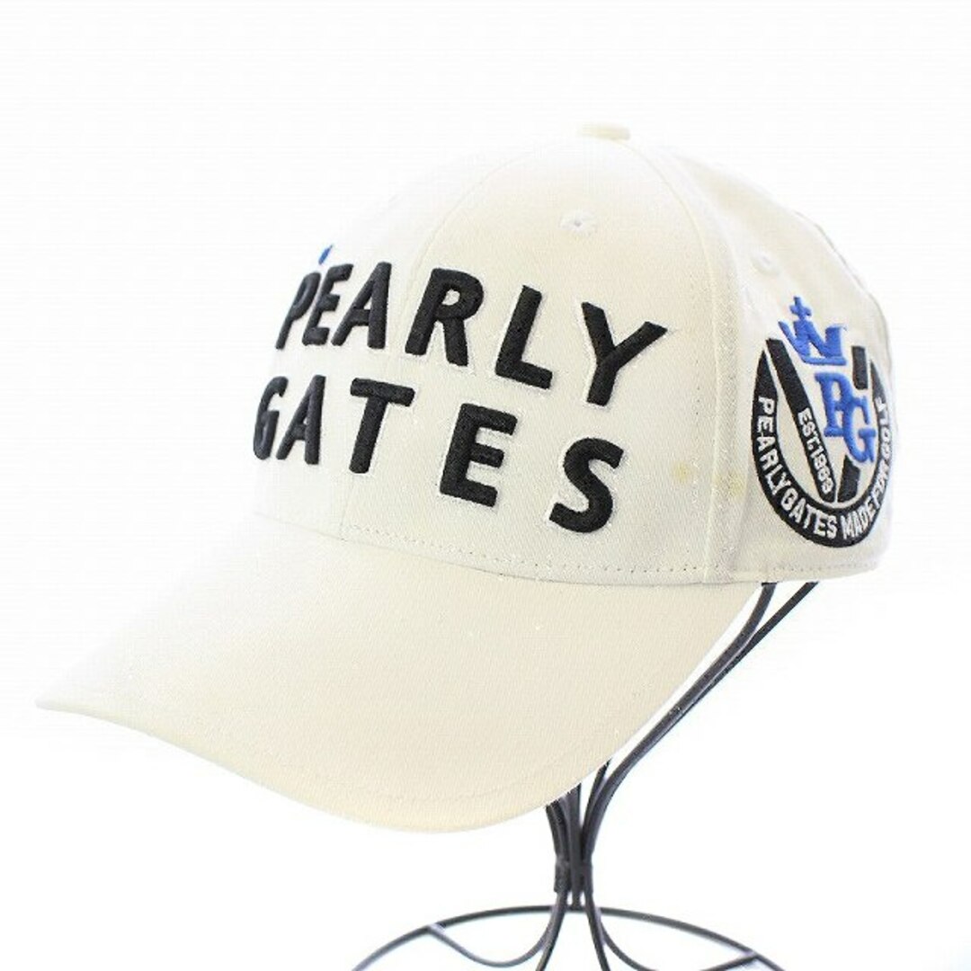 PEARLY GATES(パーリーゲイツ)のパーリーゲイツ ゴルフウェア ツイルキャップ ロゴ 刺繍 F 白 ホワイト メンズの帽子(キャップ)の商品写真